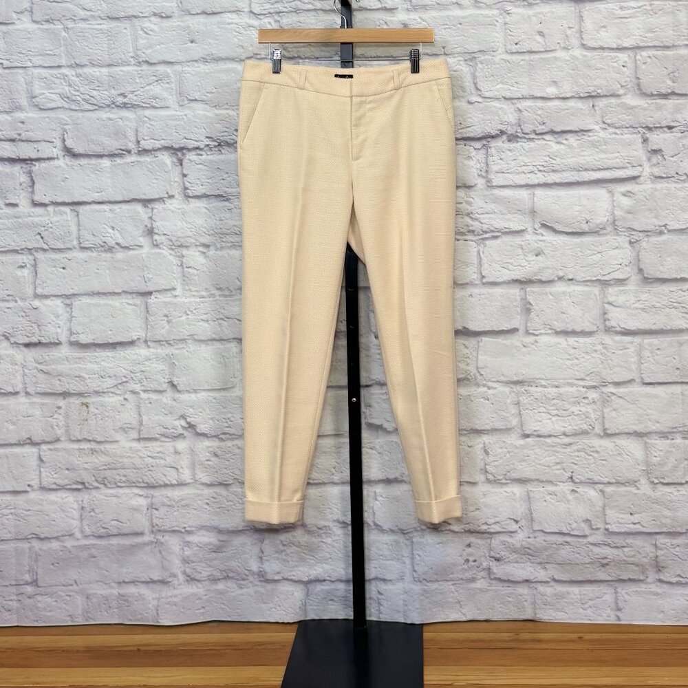 Steven Alan Ivory Woven Cuffed Cropped Pants